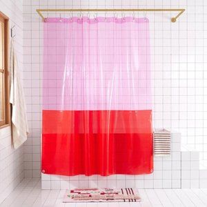 NWT - Quiet Town Sun Shower Orient Kiss Shower Curtain in Pink and Red